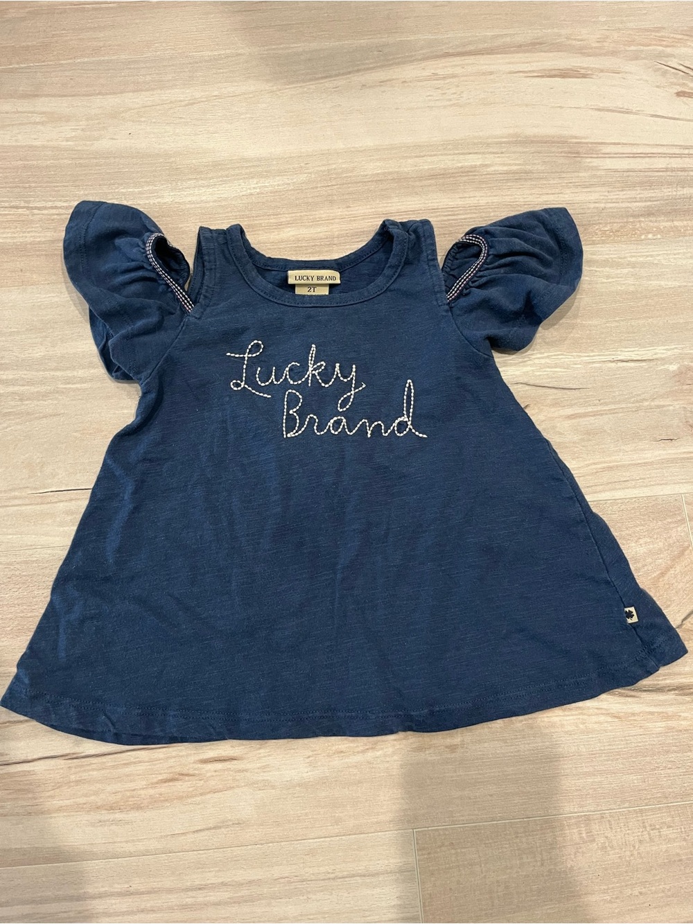Lucky Brand Girls' Navy Puff Sleeve Top 2T